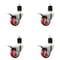 Service Caster 3'' Red Poly Swivel 1-7/8'' Expanding Stem Caster Set Total Lock Brake, 4PK SCC-EXTTL20S314-PPUB-RED-178-4 - alternate 1